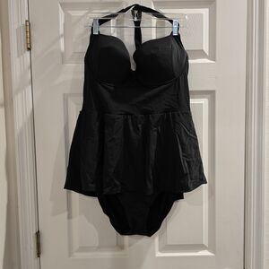 Black Halter underwire one piece swimsuit